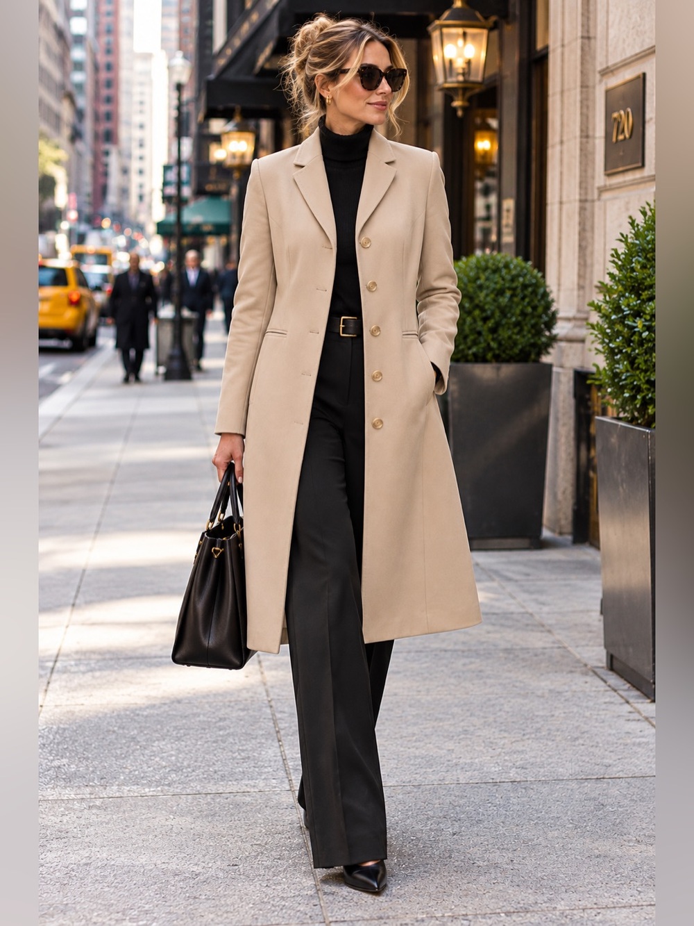 Long Tailored Fully Lined Beige Khaki Career Blazer Coat ๐งฅ Ann Taylor Like New